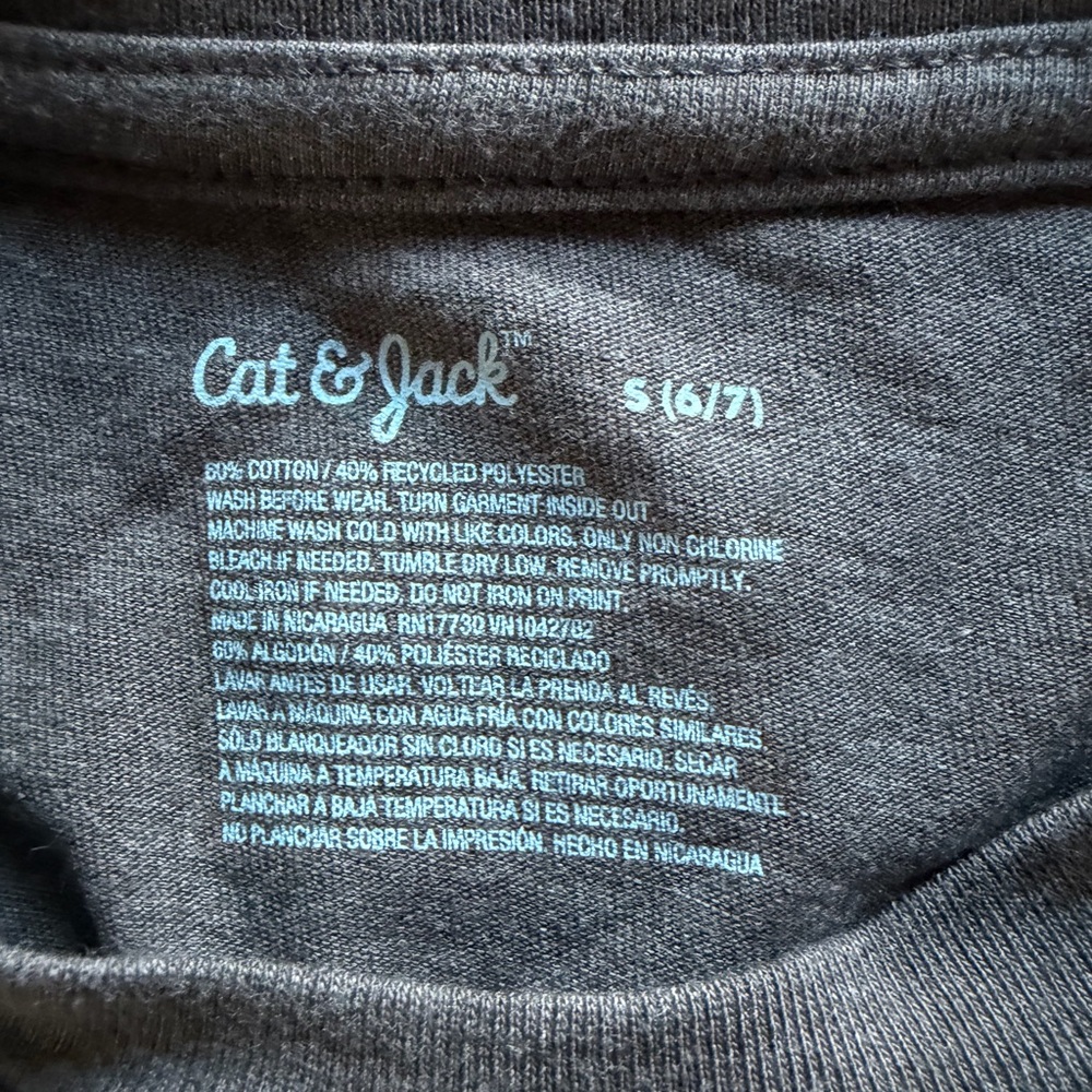 Cat & Jack Boys' Short Sleeve 'Never Give Up' Graphic Tee Charcoal S(6-7) NWT - Picture 4 of 5